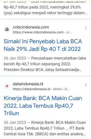 Laba BCA 2022 dibandingkan GOTO
