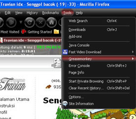 Greasemonkey yang sudah terinstall di Firefox