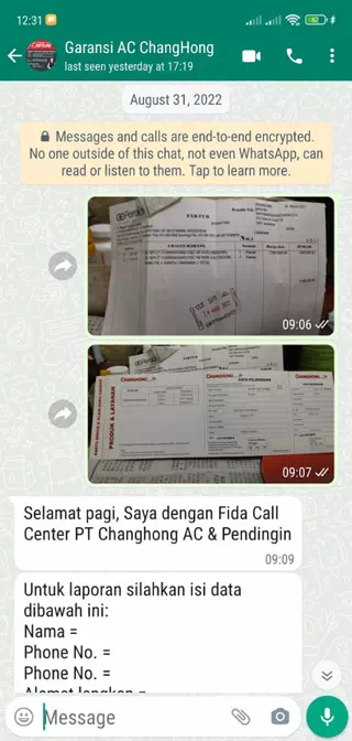 Telepon servis center AC Changhong