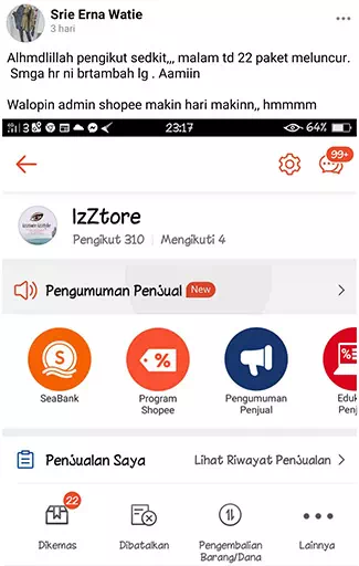 Contoh seller shopee asli